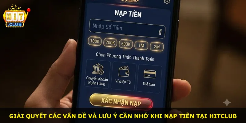 Giải quyết các vấn đề và lưu ý cần nhớ khi nạp tiền tại Hitclub